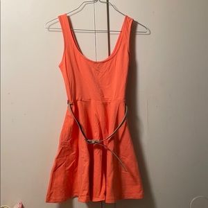 Forever 21 Coral Pink Dress w/ Belt- Size S